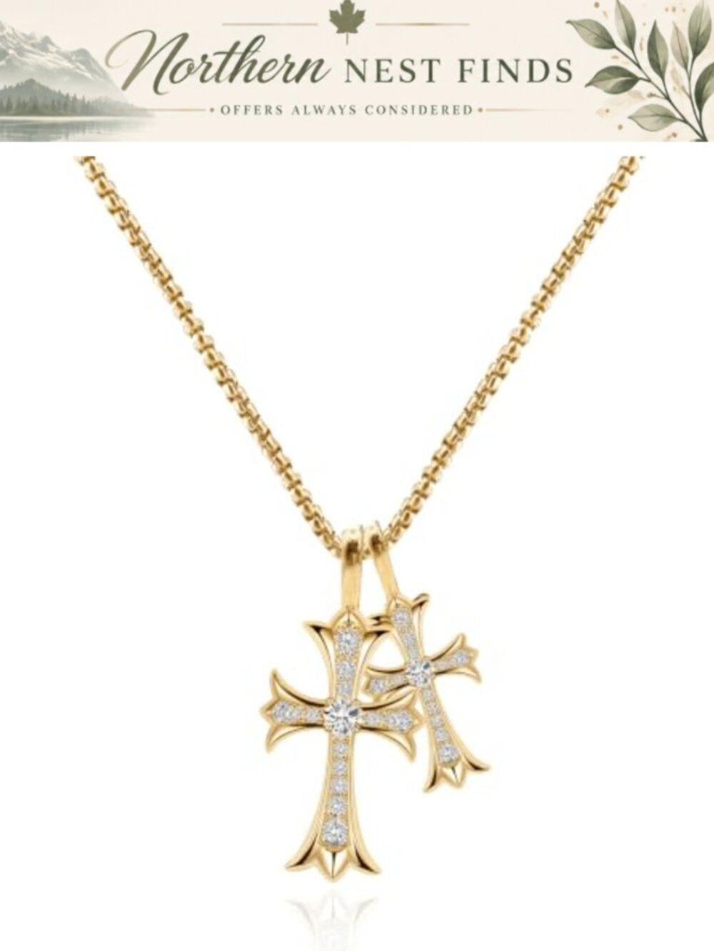 Cross Necklace Stainless Steel 16+2 Inch Box Chain Punk